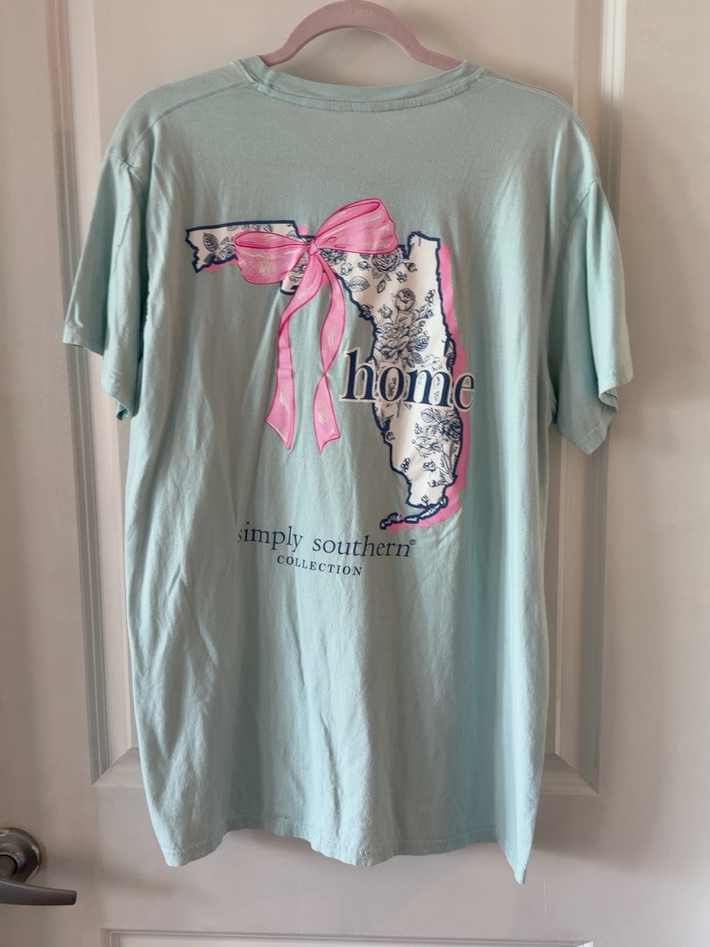 Simply Southern Light Blue Tee with Pink Bow Florida Graphic